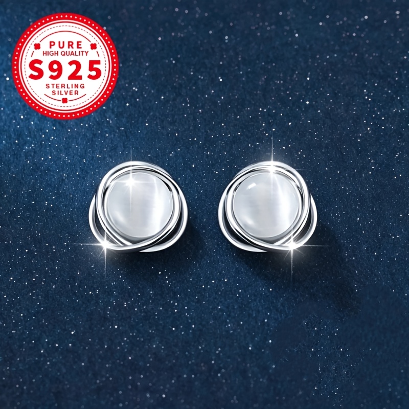 Women's S925 Sparkling Cat Eye Cross Stud Earrings